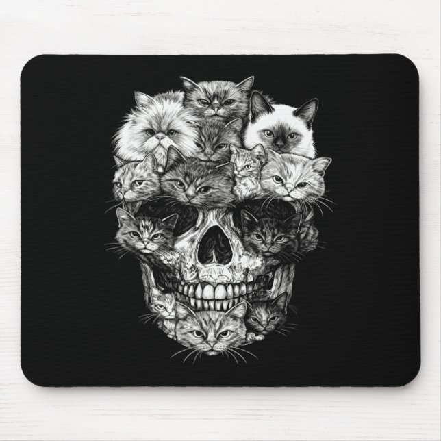 A Skull But Its Cats Kitty Skeleton Halloween Cat  Mouse Pad (Front)
