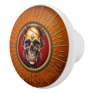 A skull ceramic knob
