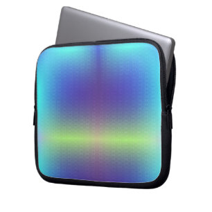 A sleek laptop partially out of a zippered sleeve