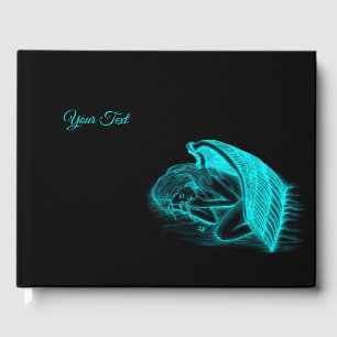 A sleeping Angel , Black and Green Design Guest Book