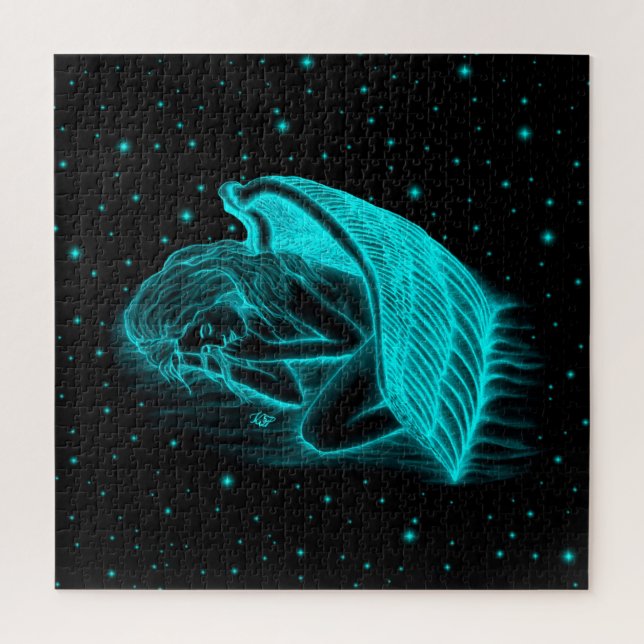 A sleeping Angel , Black and Green Design Jigsaw Puzzle (Vertical)