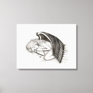 A sleeping Angel , black and white Canvas Print