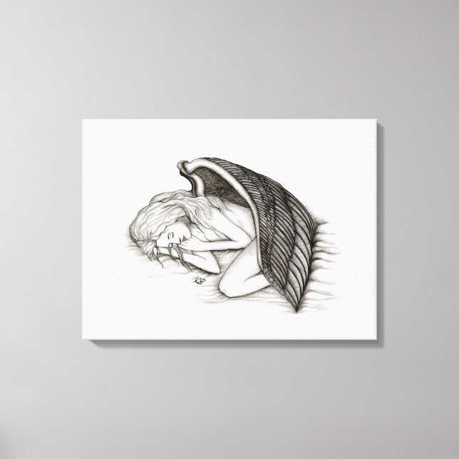 A sleeping Angel , black and white Canvas Print (Front)