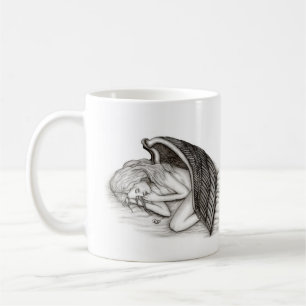 A sleeping Angel , Black and white Design Coffee Mug