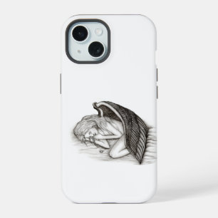 A sleeping Angel , black and white design iPhone 15 Case