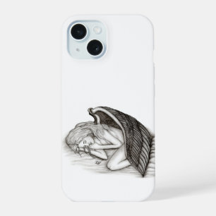 A sleeping Angel , black and white design iPhone 15 Case