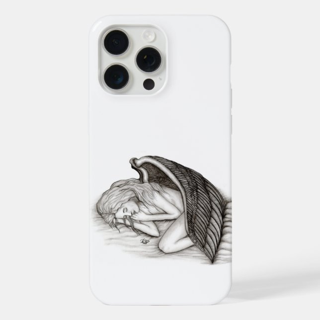 A sleeping Angel , black and white design iPhone Case (Back)