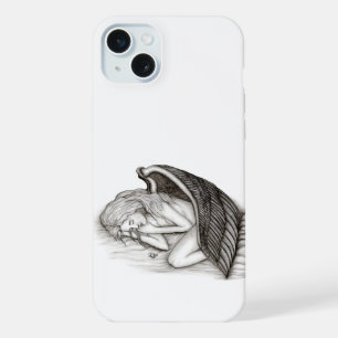 A sleeping Angel , black and white design iPhone 15 Plus Case