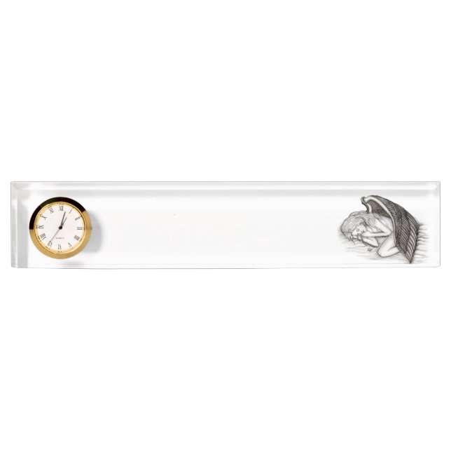 A sleeping Angel , Black and white Design Nameplate (Front)