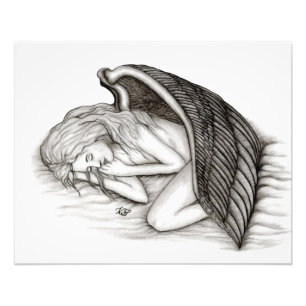 A sleeping Angel , Black and white Design Photo Print