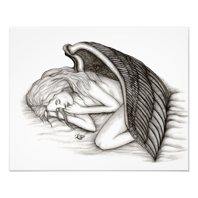 A sleeping Angel , Black and white Design Photo Print (Front)