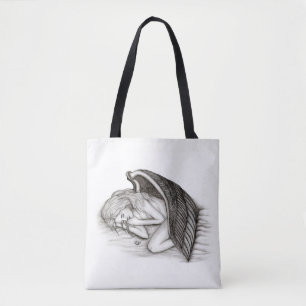 A sleeping Angel , Black and white Design Tote Bag