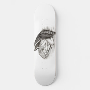 A sleeping Angel , black and white Skateboard