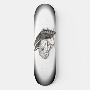 A sleeping Angel , black and white Skateboard