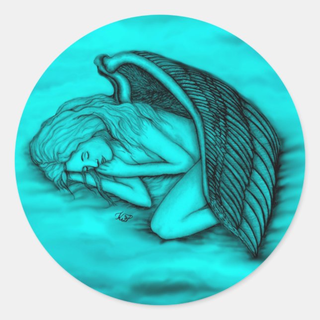 A sleeping Angel Classic Round Sticker (Front)