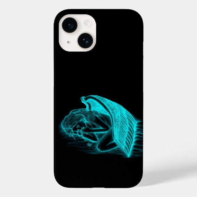A sleeping Angel in black and green Design Case-Mate iPhone Case (Back)