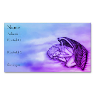 A sleeping Angel on the heavens clouds blue pink Magnetic Business Card