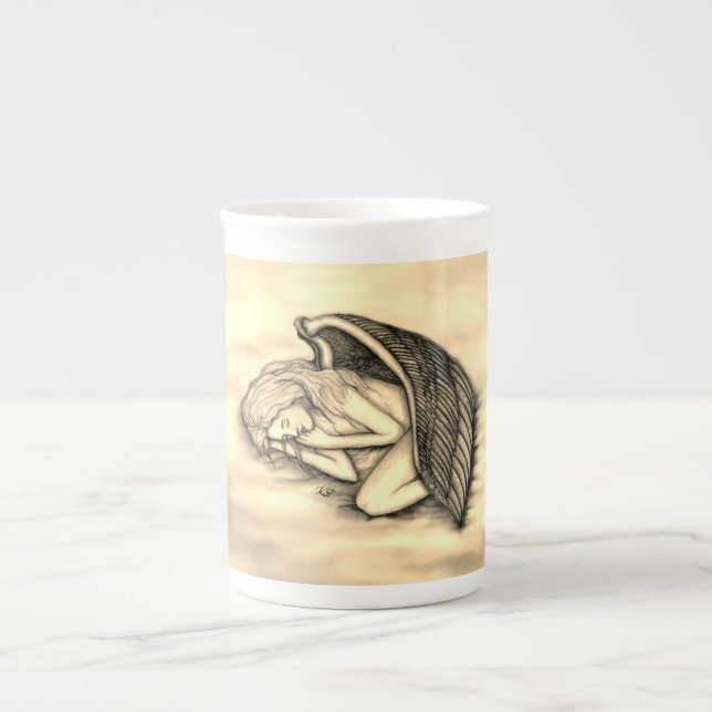 A sleeping Angel on the heavens clouds Bone China Mug (Front)