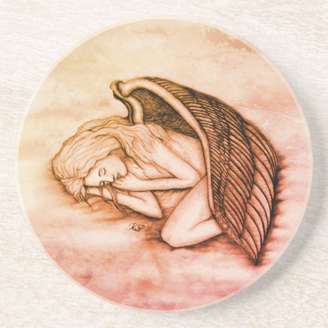 A sleeping Angel on the heavens clouds Coaster (Front)