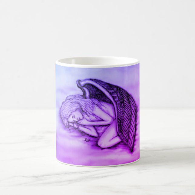 A sleeping Angel on the heavens clouds Coffee Mug (Center)
