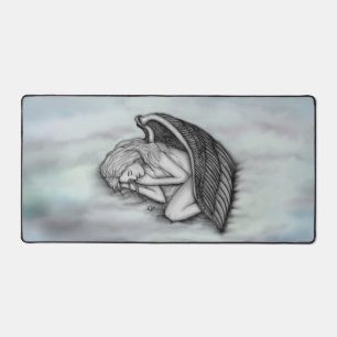 A sleeping Angel on the heavens clouds Desk Mat