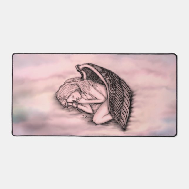 A sleeping Angel on the heavens clouds Desk Mat (Front)