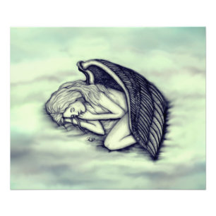 A sleeping Angel on the heavens clouds in green Photo Print