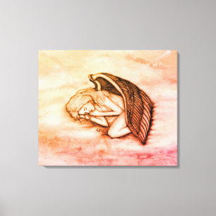 A sleeping Angel on the heavens clouds in marmor Canvas Print