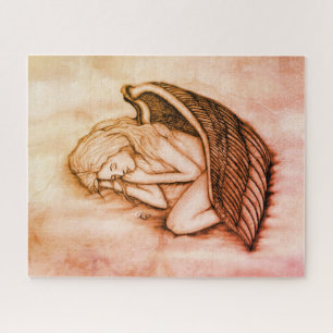 A sleeping Angel on the heavens clouds in marmor Jigsaw Puzzle