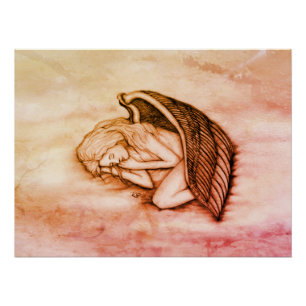 A sleeping Angel on the heavens clouds in marmor Poster