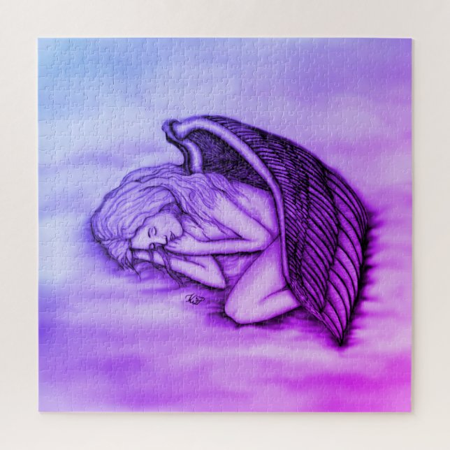 A sleeping Angel on the heavens clouds in pink Jigsaw Puzzle (Vertical)