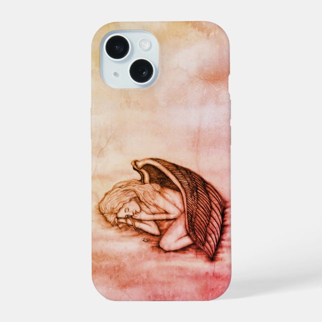 A sleeping Angel on the heavens clouds iPhone 15 Case (Back)