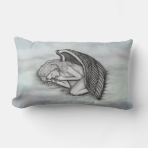 A sleeping Angel on the heavens clouds Lumbar Cushion