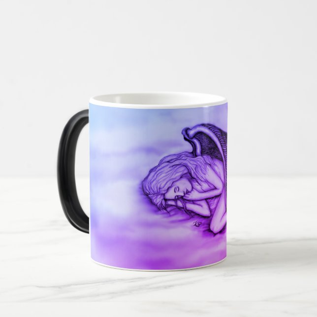 A sleeping Angel on the heavens clouds Magic Mug (Front Left)