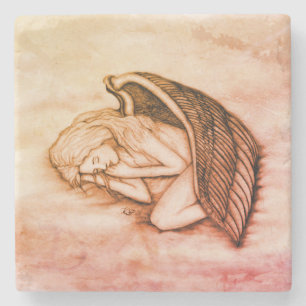 A sleeping Angel on the heavens clouds Stone Coaster