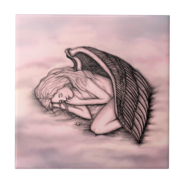 A sleeping Angel on the heavens clouds Tile (Front)