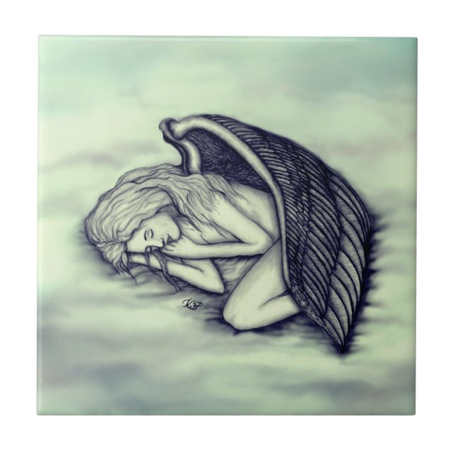 A sleeping Angel on the heavens clouds Tile (Front)