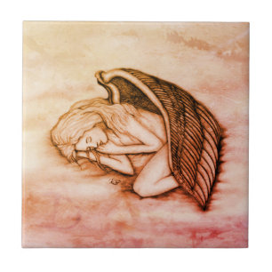 A sleeping Angel on the heavens clouds Tile
