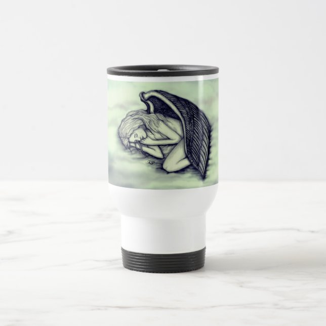 A sleeping Angel on the heavens clouds Travel Mug (Center)