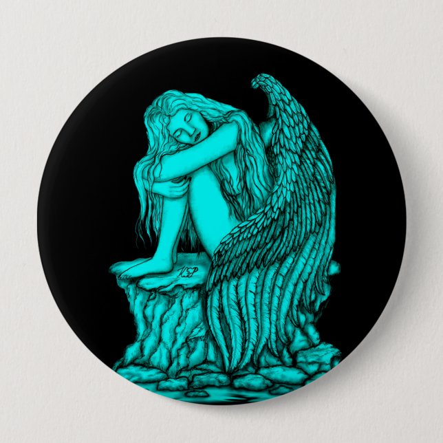 A sleeping Angel on the Stone 10 Cm Round Badge (Front)