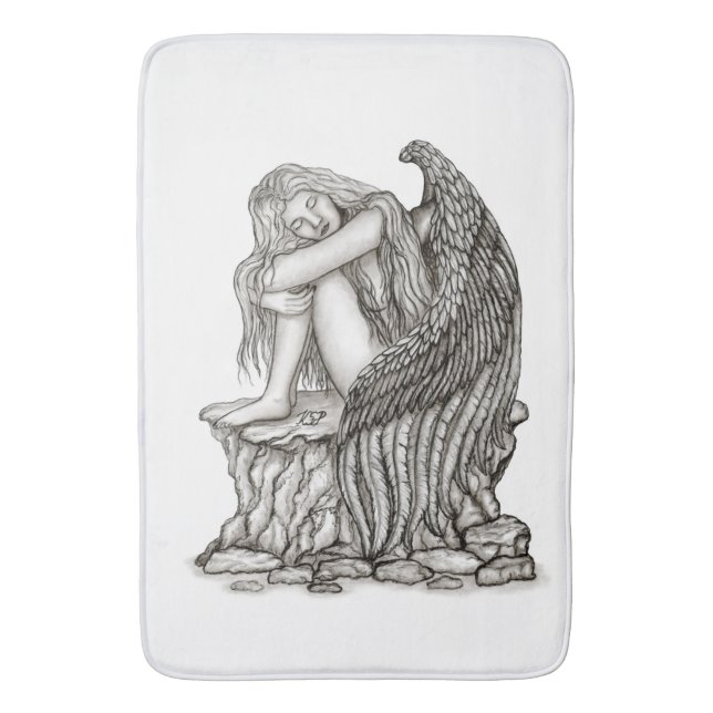 A sleeping Angel on the Stone Bath Mat (Front Vertical)