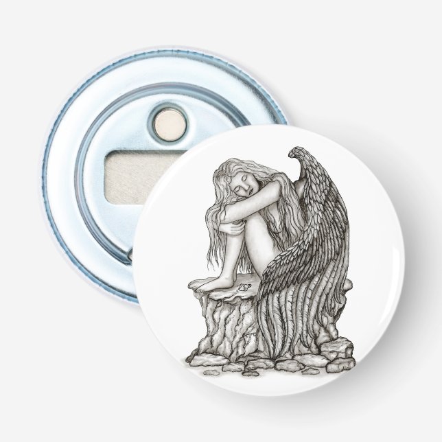 A sleeping Angel on the Stone Bottle Opener (Front)