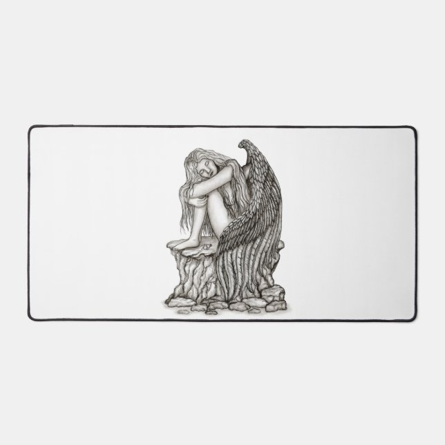 A sleeping Angel on the Stone Desk Mat (Front)