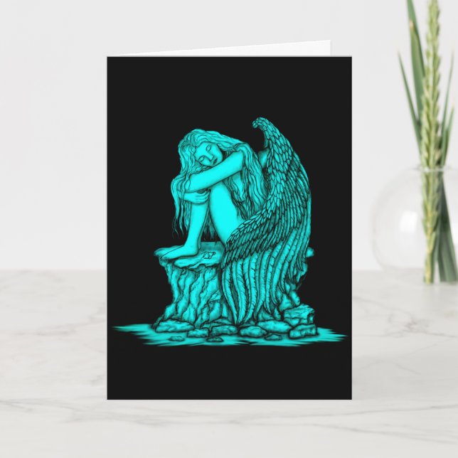 A sleeping Angel on the Stone Note Card (Front)