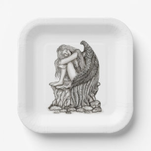 A sleeping Angel on the Stone Paper Plate