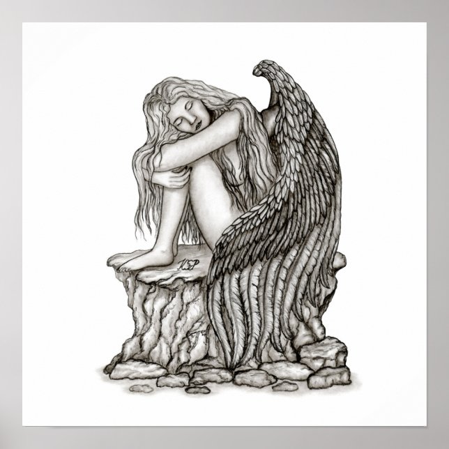 A sleeping Angel on the Stone Poster (Front)