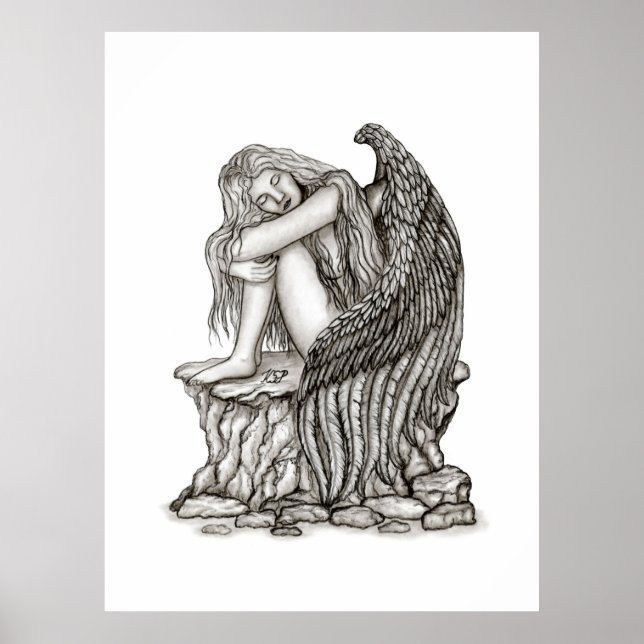 A sleeping Angel on the Stone Poster (Front)