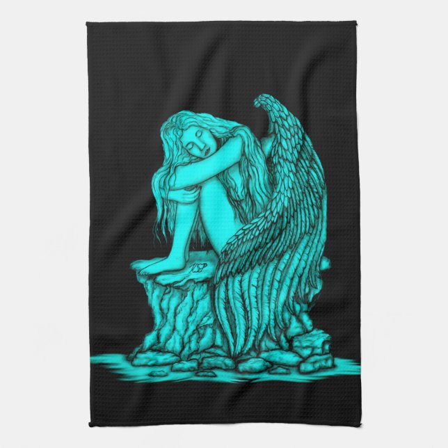 A sleeping Angel on the Stone Tea Towel (Vertical)
