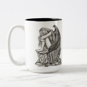 A sleeping Angel on the Stone Two-Tone Coffee Mug
