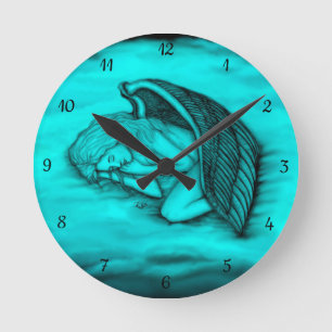 A sleeping Angel Round Clock